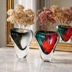 Vessière Cristaux Vases|Vases Cristal Couleur|Vase cristal art déco noir blanc