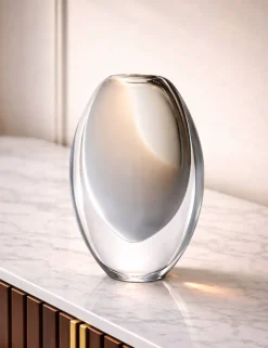 Vessière Cristaux Vases|Vase cristal ovale blanc
