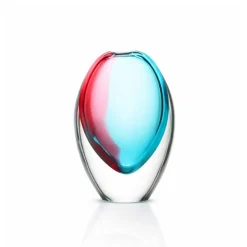 Vessière Cristaux Vases|Vase cristal ovale rouge turquoise