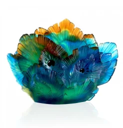 Vessière Cristaux Vases|Vase fleur de paon daum
