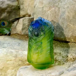 Vessière Cristaux Vases|Vases Cristal Couleur|Vase fleur de paon exotique pm Daum