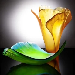 Vessière Cristaux Vases|Vases Cristal Couleur|Vase gm ginkgo daum