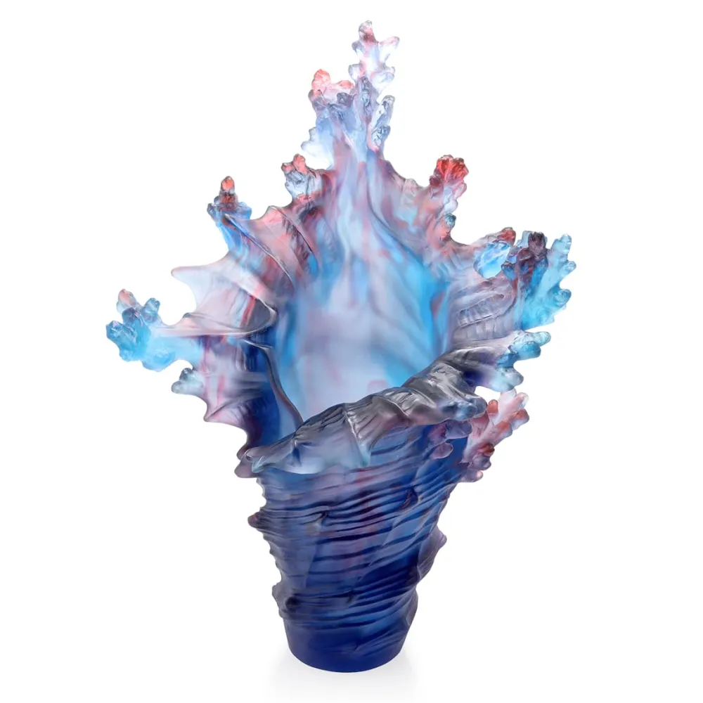 Vessière Cristaux Vases|Vases Cristal Couleur|Vase gm mer de corail daum