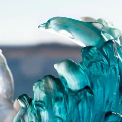 Vessière Cristaux Vases|Vases Cristal Couleur|Vase Grand Modèle Dauphins Maya Daum