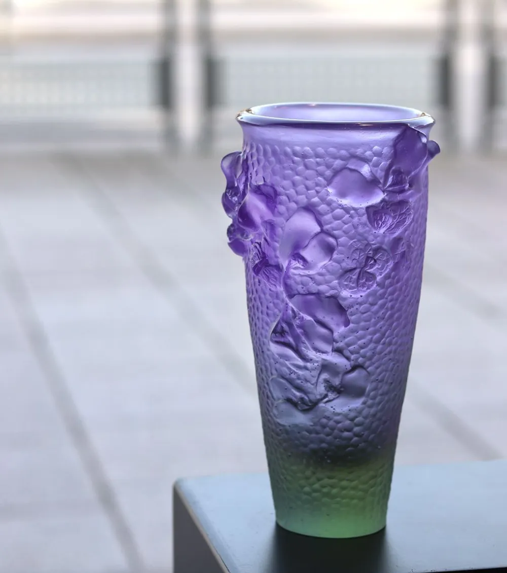 Vessière Cristaux Vases|Vases Cristal Couleur|Vase haut jardin imaginaire daum