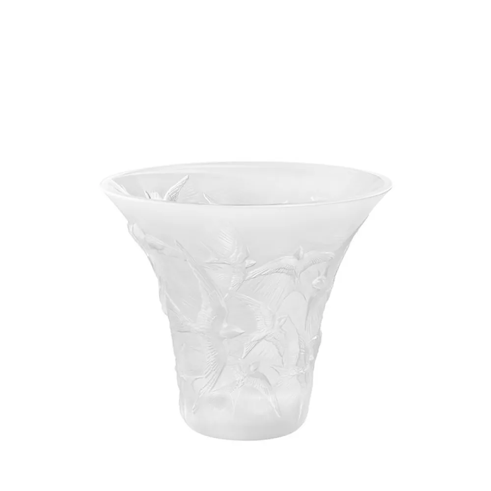 Vessière Cristaux Vases|Vases Cristal Clair|Vase hirondelles évasé lalique