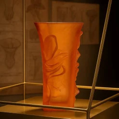Vessière Cristaux Vases|Vases Cristal Couleur|Vase Lys ambre mandarine Daum