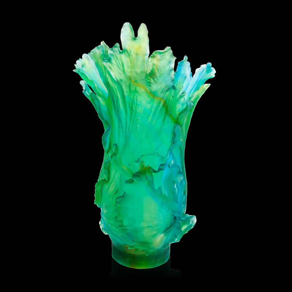 Vessière Cristaux Vases|Vases Cristal Couleur|Vase magnum Bornéo tropical Daum par Émilio Robba