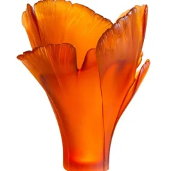 Vessière Cristaux Vases|Vases Cristal Couleur|Vase magnum ginkgo ambre daum 99 ex