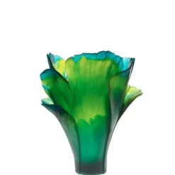 Vessière Cristaux Vases|Vases Cristal Couleur|Vase magnum ginkgo vert daum 99 ex
