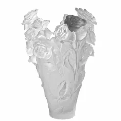 Vessière Cristaux Vases|Vases Cristal Clair|Vase magnum rose passion blanc gris daum