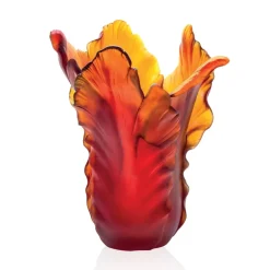 Vessière Cristaux Vases|Vases Cristal Couleur|Vase magnum tulipe ambre foncé daum