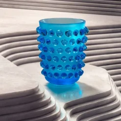Vessière Cristaux Vases|Vases Cristal Clair|Vase mossi bleu lalique