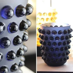 Vessière Cristaux Vases|Vases Cristal Clair|Vase mossi bleu midnight Lalique