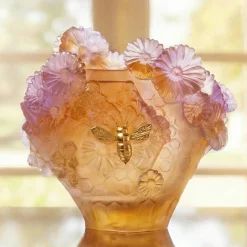 Vessière Cristaux Vases Cristal Couleur|Vases|Vase moyen modèle Or d’Abeille Daum