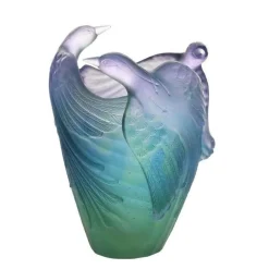 Vessière Cristaux Vases|Vases Cristal Couleur|Vase oiseaux paradis daum