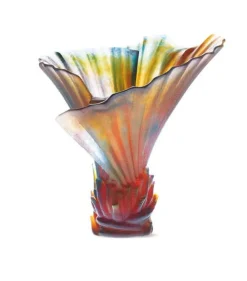 Vessière Cristaux Vases|Vases Cristal Couleur|Vase palmier daum