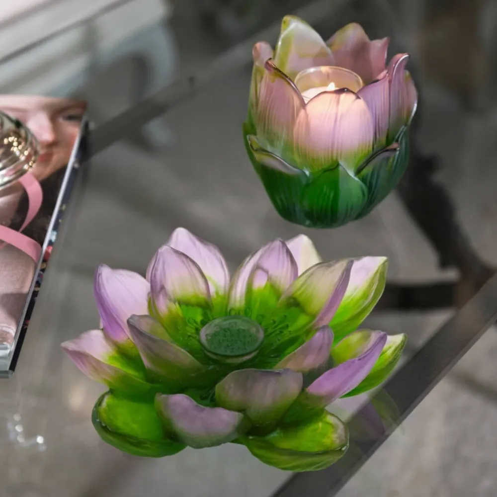 Vessière Cristaux Photophores, Bougeoirs Cristal|Vases|Vase Photophore Jardin de lotus Daum