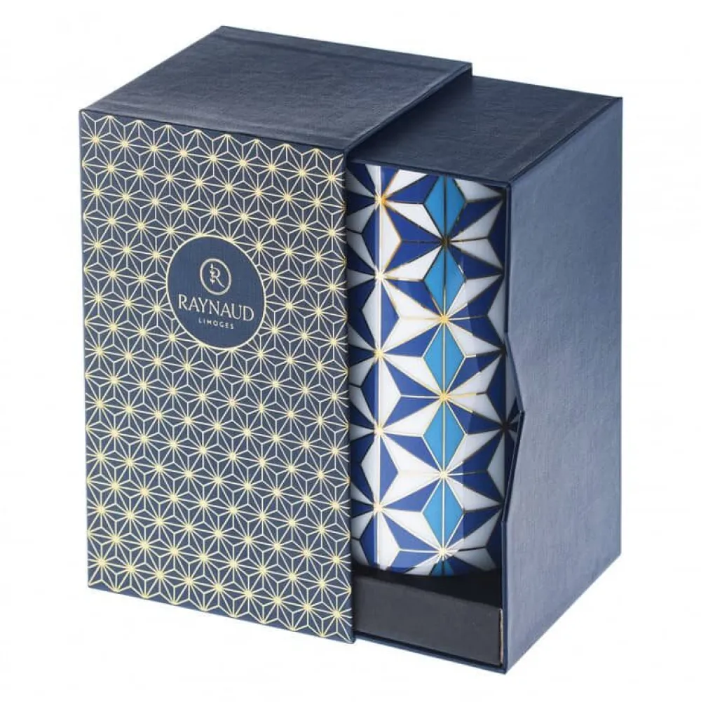 Vessière Cristaux Vase|Vase Céramique|Vase porcelaine 20 cm Mosaic Medina bleu Raynaud