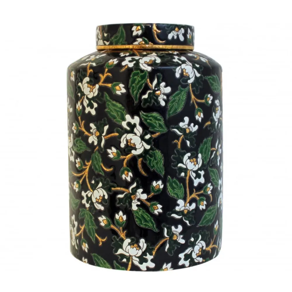 Vessière Cristaux Vase Céramique|Éditions D’Art Cristal|Vase pot à thé Héritage noir Émaux de Longwy