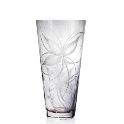 Vessière Cristaux Vases|Vases Cristal Clair|Vase roni tubulaire gravé main cristal lehrer