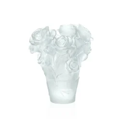 Vessière Cristaux Vases|Vases Cristal Clair|Vase rose passion blanc daum