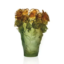 Vessière Cristaux Vases|Vases Cristal Couleur|Vase rose passion vert orange daum