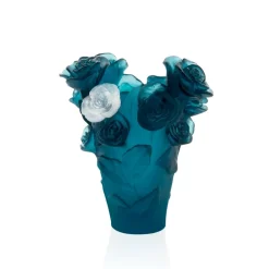 Vessière Cristaux Vases|Vases Cristal Couleur|Vase roses bleu fleur blanche daum