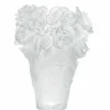 Vessière Cristaux Vases|Vases Cristal Clair|Vase roses passion blanc daum