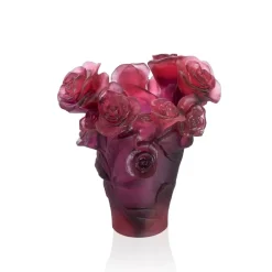Vessière Cristaux Vases|Vases Cristal Couleur|Vase roses passion rouge violet daum