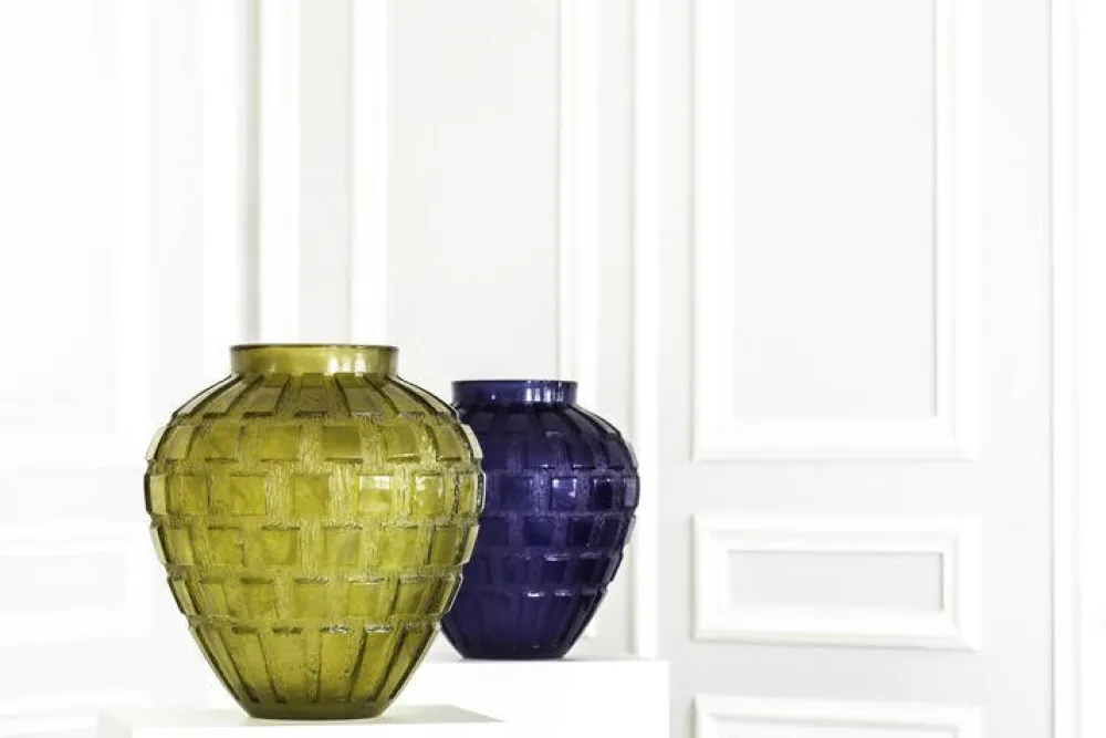 Vessière Cristaux Vases|Vases Cristal Couleur|Vase rythmes vert daum
