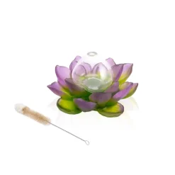 Vessière Cristaux Vases|Vases Cristal Couleur|Vase soliflore Vert Rose Jardin de lotus Daum