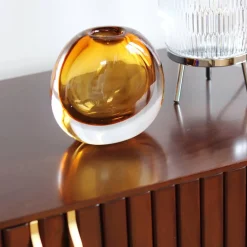 Vessière Cristaux Vases|Vases Cristal Couleur|Vase Tao cristal contemporain orange