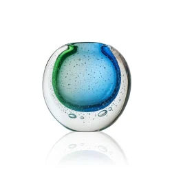 Vessière Cristaux Vases|Vases Cristal Couleur|Vase Tao cristal contemporain bleu turquoise