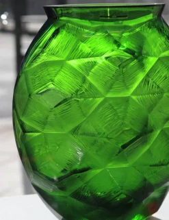 Vessière Cristaux Vases|Vases Cristal Clair|Vase Tortue vert amazone Lalique