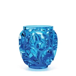 Vessière Cristaux Vases|Vases Cristal Couleur|Vase tourbillons bleu clair 999 ex Lalique
