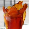 Vessière Cristaux Vases|Vases Cristal Couleur|Vase tulipe ambre foncé daum