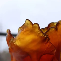 Vessière Cristaux Vases|Vases Cristal Couleur|Vase tulipe ambre foncé daum