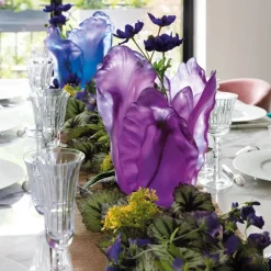 Vessière Cristaux Vases|Vases Cristal Couleur|Vase tulipe bleu daum