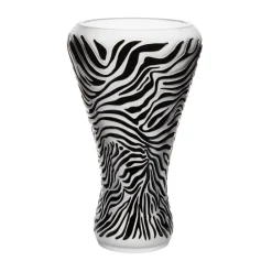 Vessière Cristaux Vases|Vases Cristal Couleur|Vase Zèbre incolore émaillé noir 28 ex Lalique