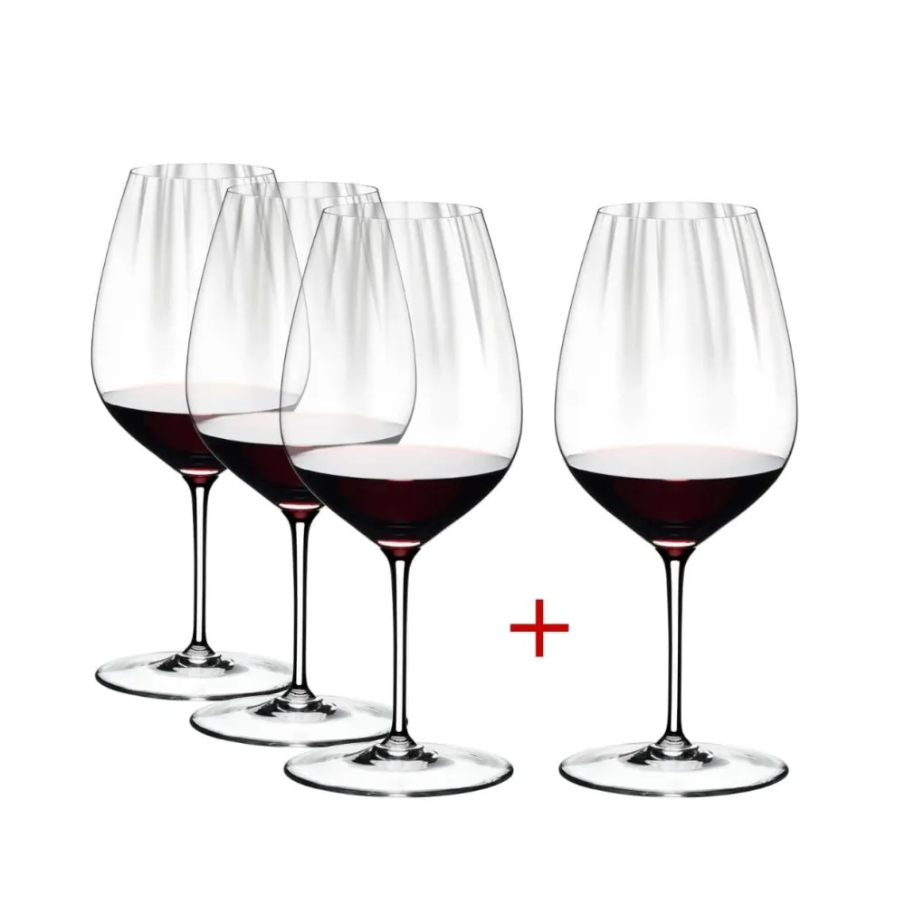 Vessière Cristaux Art De La Table|Verre À Pied|Verre cabernet merlot dégustation Performance Riedel X4 (dont 1 gratuit)