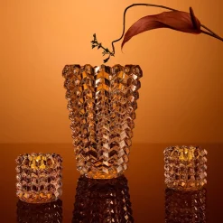 Vessière Cristaux Coupes, Coupelles Et Photophores|Photophores, Bougeoirs Cristal|Zig Zag photophore x2 Baccarat